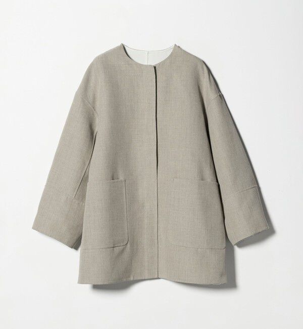 UNITED ARROWS「Asami バイカラー リバーコート」|ノーカラーコート|