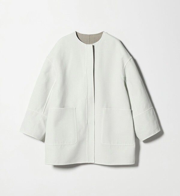 UNITED ARROWS「Asami バイカラー リバーコート」|ノーカラーコート|