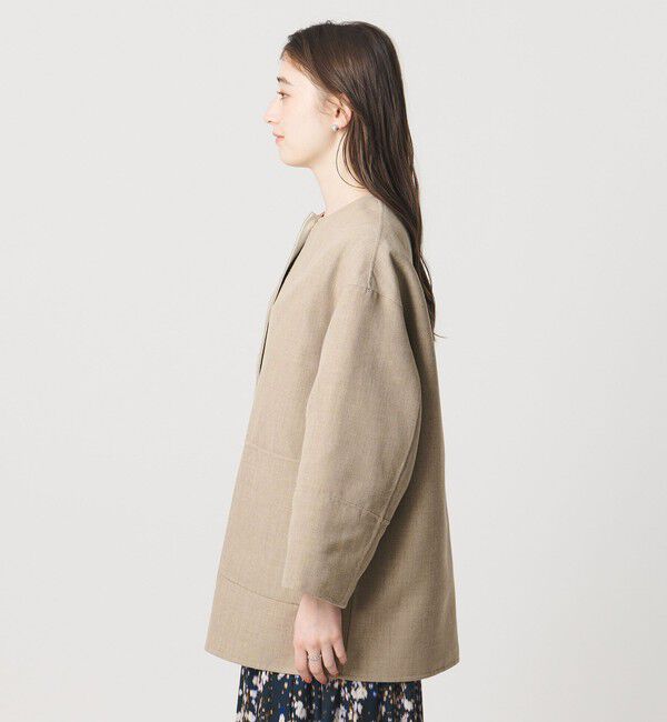 UNITED ARROWS「Asami バイカラー リバーコート」|ノーカラーコート|