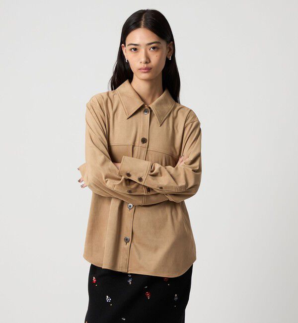 EMMEL REFINES「＜EMMEL REFINES＞EM スウェード ライク トロミ シャツ」|シャツ・ブラウス|BEIGE