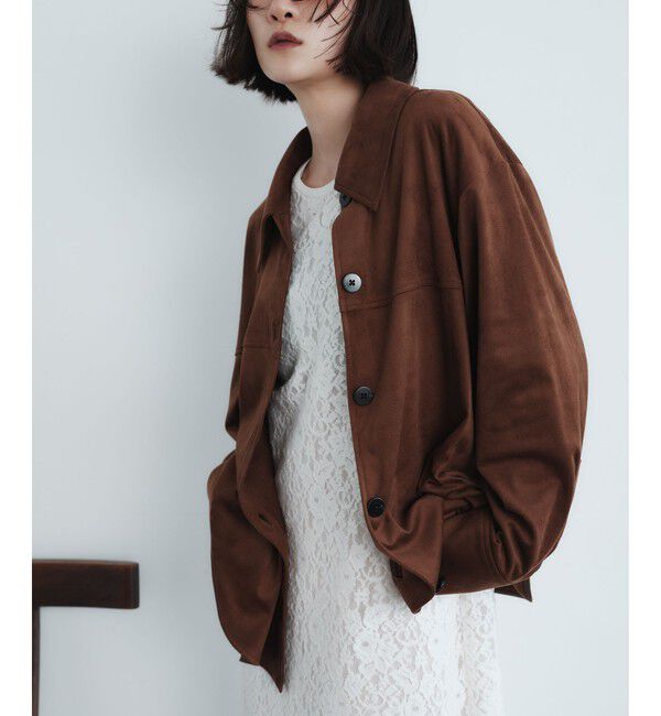 EMMEL REFINES「＜EMMEL REFINES＞EM スウェード ライク トロミ シャツ」|シャツ・ブラウス|DK.BROWN