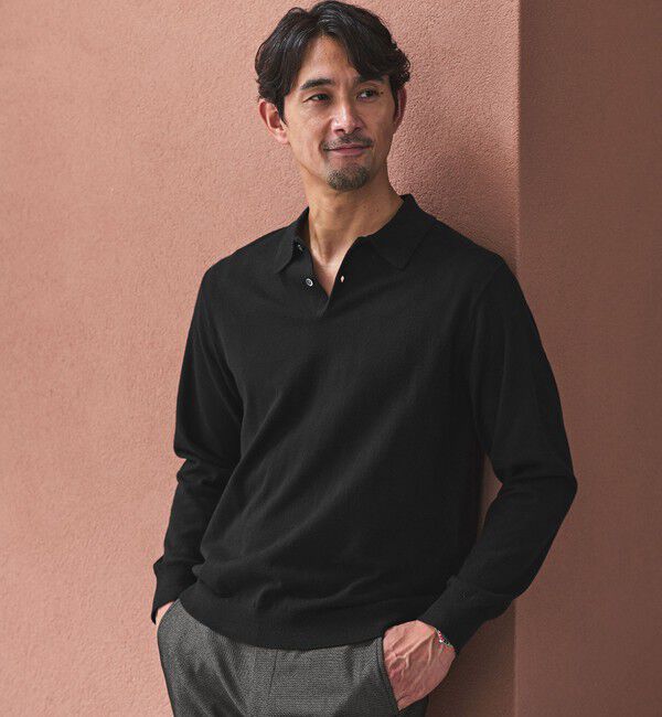 UNITED ARROWS green label relaxing「【WEB限定】JUST fit ジャケイン ニットポロ」|ニット・セーター|BLACK