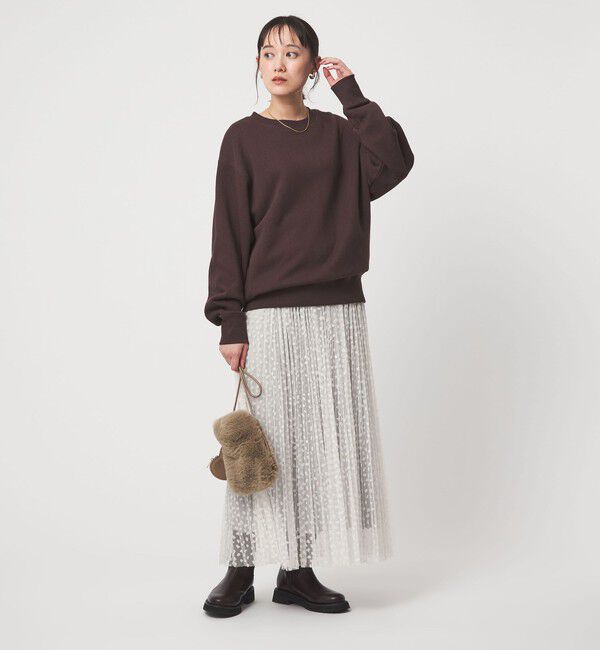 UNITED ARROWS green label relaxing「［size SHORT/TALLあり］2WAY チュール プリント プリーツ スカート」|フレア|