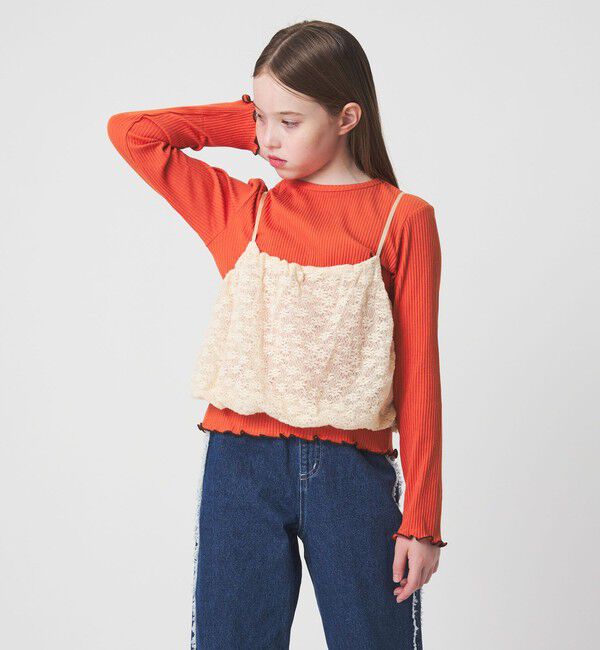 UNITED ARROWS green label relaxing「起毛レースキャミ&times;テレコロング Tシャツ セット / キッズ」|Tシャツ・カットソー|