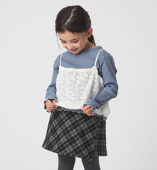 UNITED ARROWS green label relaxing「起毛レースキャミ&times;テレコロング Tシャツ セット / キッズ」|Tシャツ・カットソー|