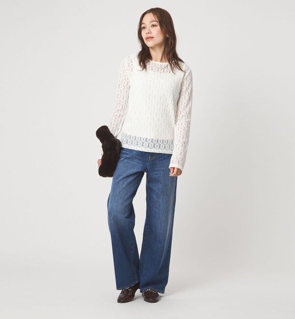 UNITED ARROWS green label relaxing「【WEB限定】＜at ease＞シャーリングレース プルオーバー カットソー」|Tシャツ・カットソー|