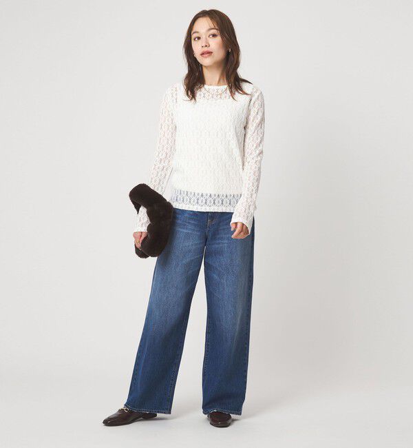 UNITED ARROWS green label relaxing「【WEB限定】＜at ease＞シャーリングレース プルオーバー カットソー」|Tシャツ・カットソー|