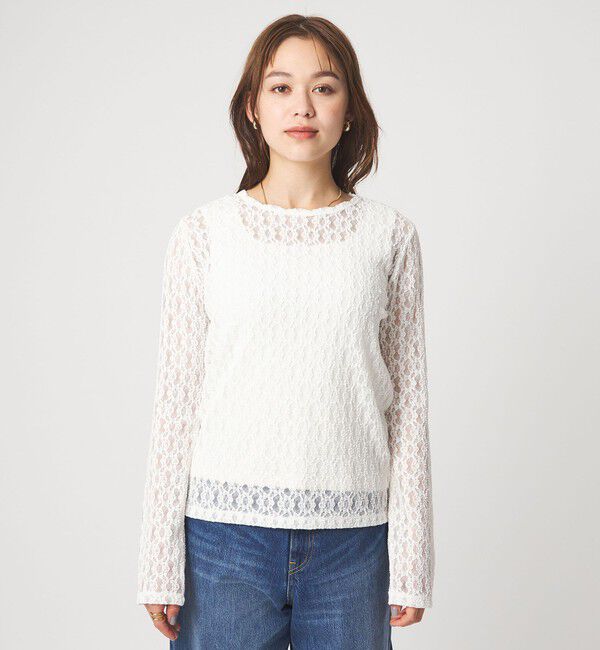 UNITED ARROWS green label relaxing「【WEB限定】＜at ease＞シャーリングレース プルオーバー カットソー」|Tシャツ・カットソー|