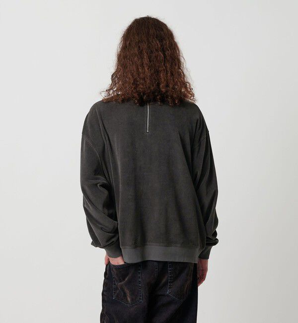 MONKEY TIME「オゾンウォッシュ ベロア バックジップ クルーネック」|Tシャツ・カットソー|DK.GRAY