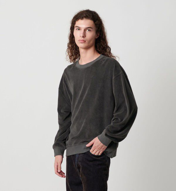 MONKEY TIME「オゾンウォッシュ ベロア バックジップ クルーネック」|Tシャツ・カットソー|