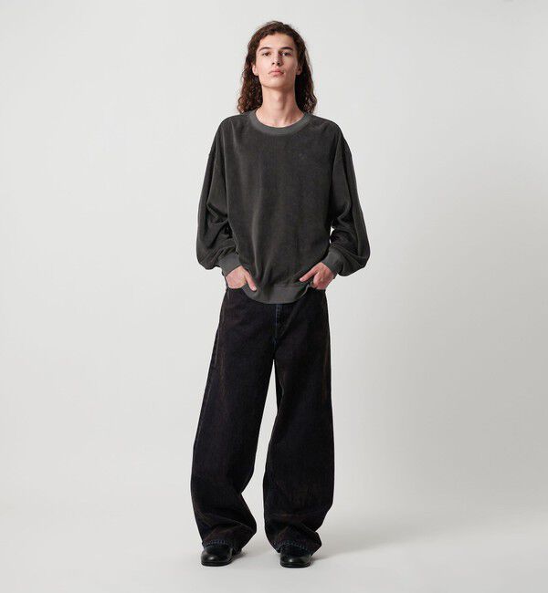 MONKEY TIME「オゾンウォッシュ ベロア バックジップ クルーネック」|Tシャツ・カットソー|