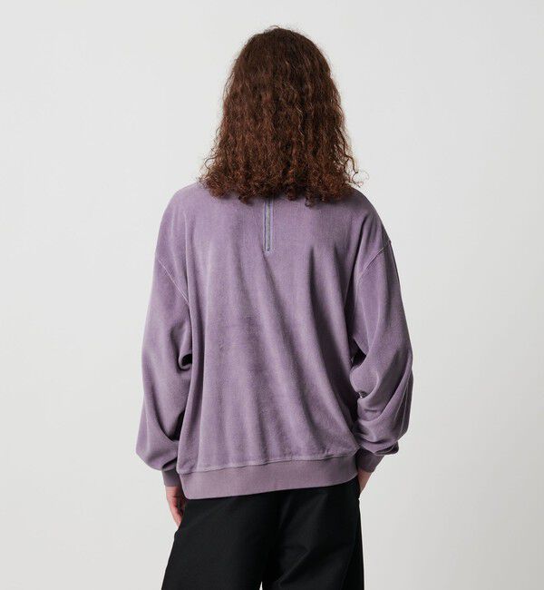 MONKEY TIME「オゾンウォッシュ ベロア バックジップ クルーネック」|Tシャツ・カットソー|PURPLE
