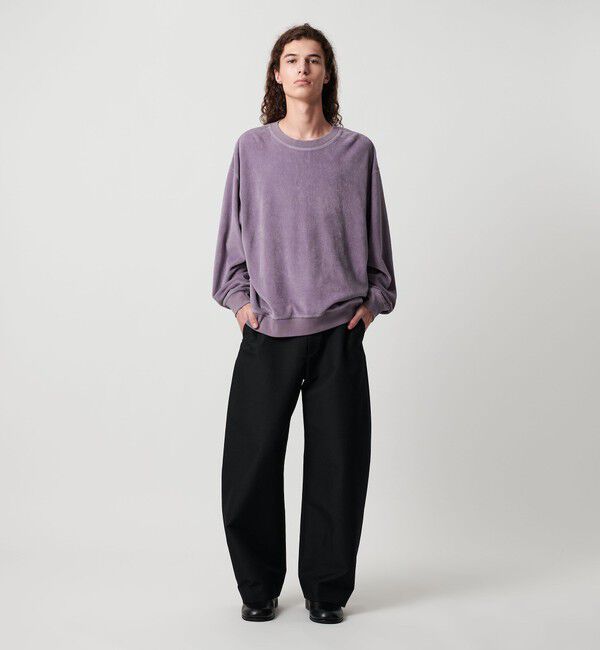 MONKEY TIME「オゾンウォッシュ ベロア バックジップ クルーネック」|Tシャツ・カットソー|