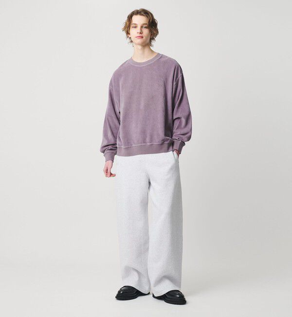 MONKEY TIME「オゾンウォッシュ ベロア バックジップ クルーネック」|Tシャツ・カットソー|