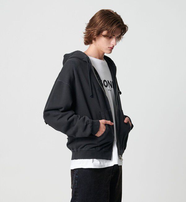 MONKEY TIME「フレンチテリー ディストレスト フルジップ フーディー」|カーディガン|