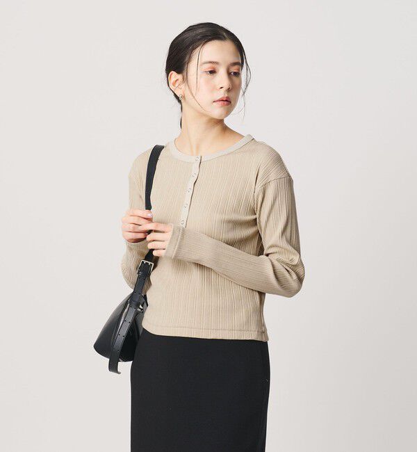 BEAUTY&YOUTH UNITED ARROWS「【WEB限定】ランダムリブ ヘンリーネック スナッププルオーバー」|Tシャツ・カットソー|