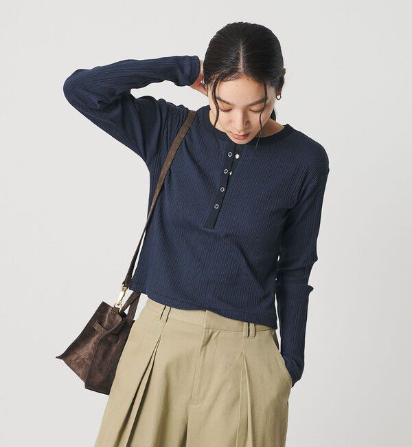 BEAUTY&YOUTH UNITED ARROWS「【WEB限定】ランダムリブ ヘンリーネック スナッププルオーバー」|Tシャツ・カットソー|