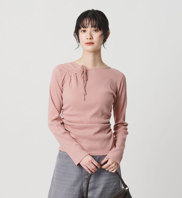 BEAUTY&YOUTH UNITED ARROWS「コットンリブ リボンギャザーカットソー」|Tシャツ・カットソー|LT.PINK