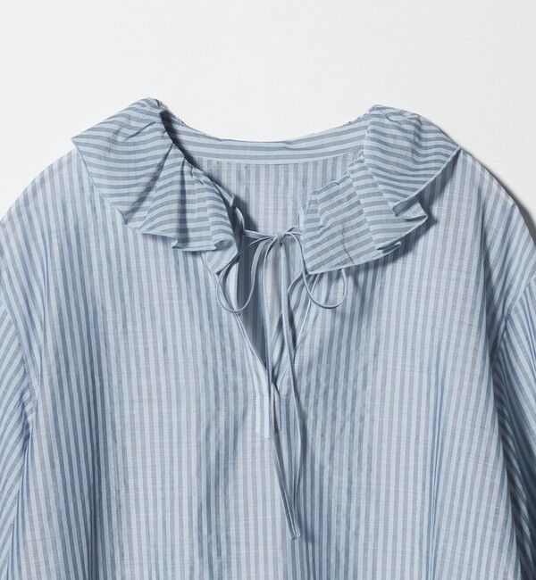 BEAUTY&YOUTH UNITED ARROWS「ストライプ ラッフル スキッパーブラウス ウォッシャブル」|シャツ・ブラウス|