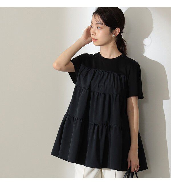 Demi-Luxe BEAMS 「コンビ ティアード プルオーバー」|シャツ・ブラウス|BLACK