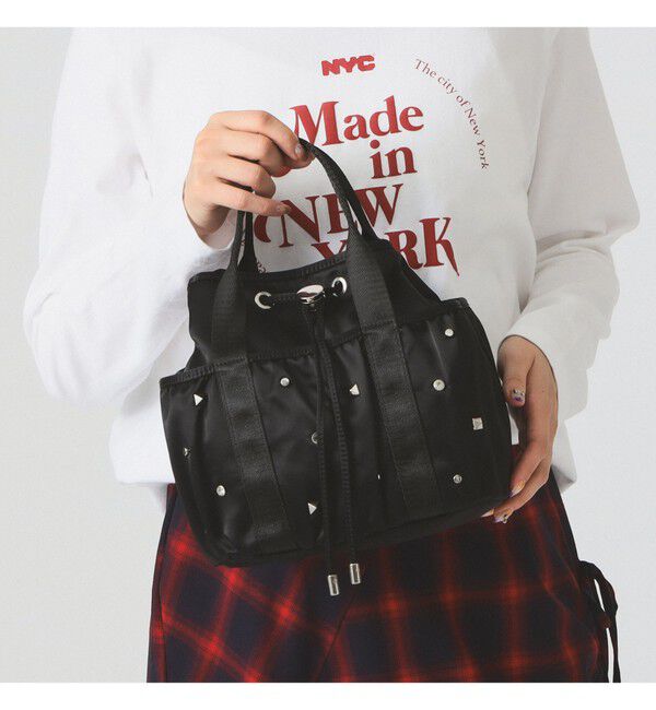 Ray BEAMS 「CONTROL FREAK / スタッズ ミニ バッグ」|ショルダー・メッセンジャー|BLACK