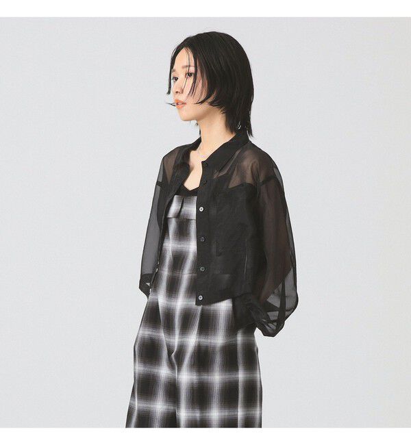 Ray BEAMS 「シアー クロップド シャツ」|シャツ・ブラウス|BLACK