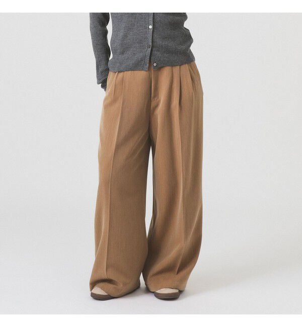 Ray BEAMS 「ヘリンボーン ハイウエスト ワイド パンツ」|チノ|CAMEL