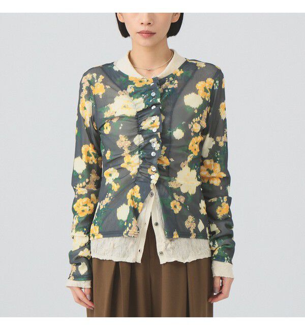 Ray BEAMS 「シアー フラワープリント カーディガン」|カーディガン|
