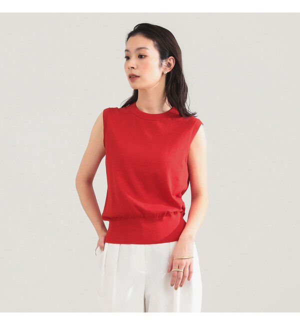 Demi-Luxe BEAMS 「AK+1 / 16ゲージ スビンコットン ノースリーブ ニット」|ニット・セーター|RED