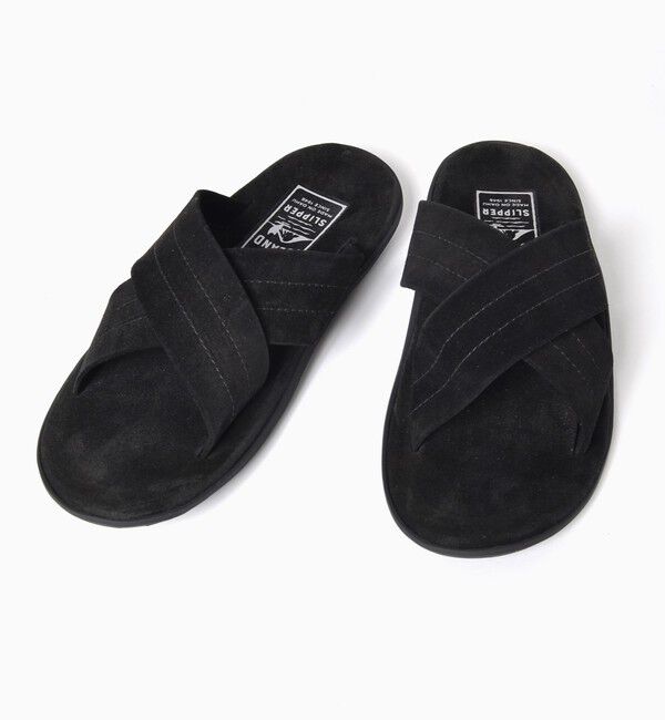 SHIPS「ISLAND SLIPPER: SHIPS(シップス) 別注 クロスストラップ サンダル」|サンダル|ブラック