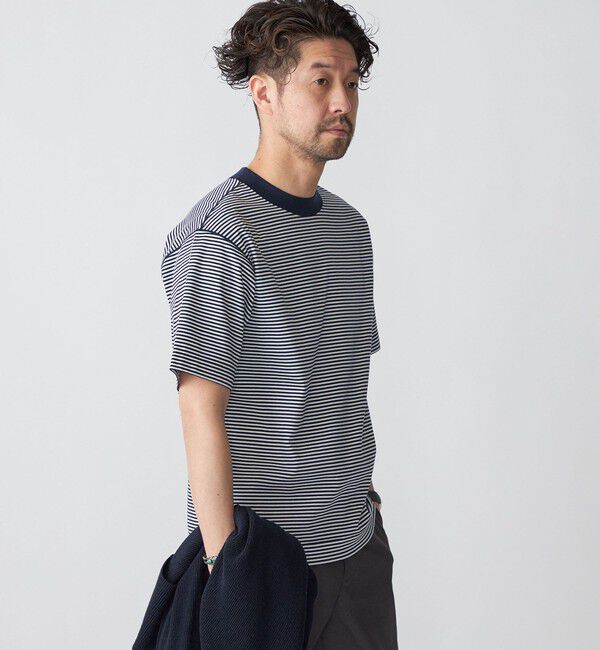 SHIPS「SHIPS: クルーネック ハイゲージ ダンボールニットTシャツ ライト」|Tシャツ・カットソー|