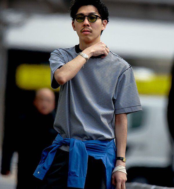 SHIPS「SHIPS: クルーネック ハイゲージ ダンボールニットTシャツ ライト」|Tシャツ・カットソー|