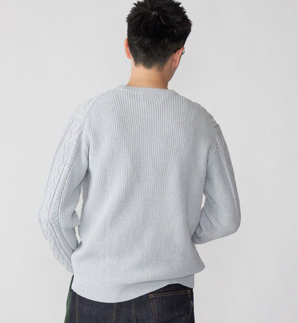 SHIPS「SHIPS:〈手洗い可能〉リネン/コットン TEXBRID(R) ランダムアラン クルーネックニット」|ニット・セーター|