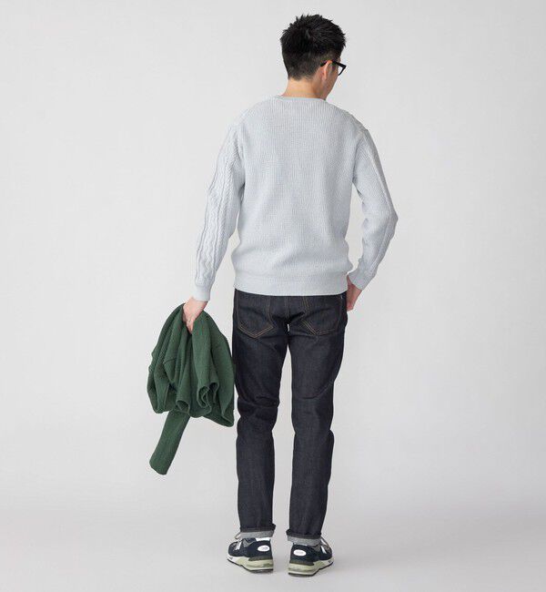 SHIPS「SHIPS:〈手洗い可能〉リネン/コットン TEXBRID(R) ランダムアラン クルーネックニット」|ニット・セーター|