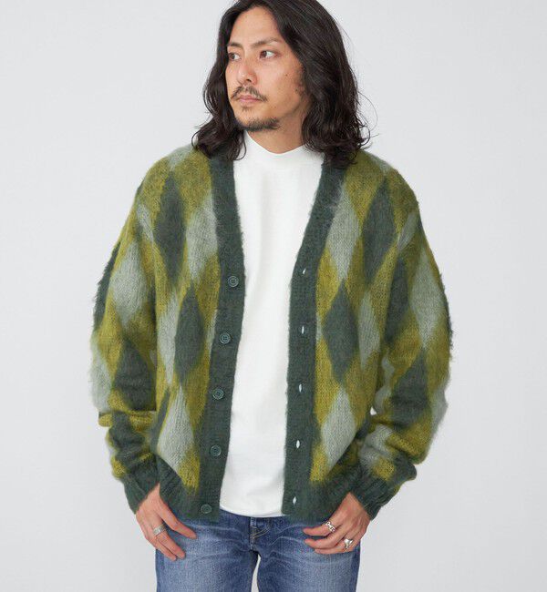 SHIPS「SHIPS: モヘヤ アーガイル Vネック ニット カーディガン」|カーディガン|