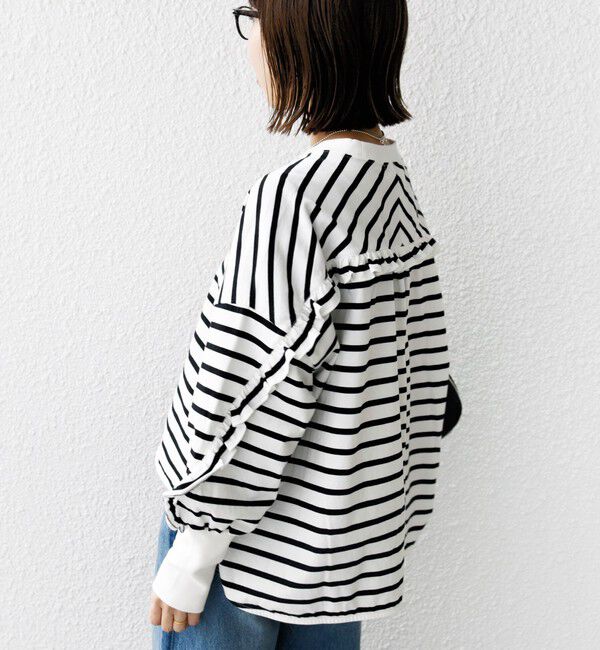 SHIPS for women「〈洗濯機可能〉ロング リブ スリーブ フリル カットソー」|Tシャツ・カットソー|