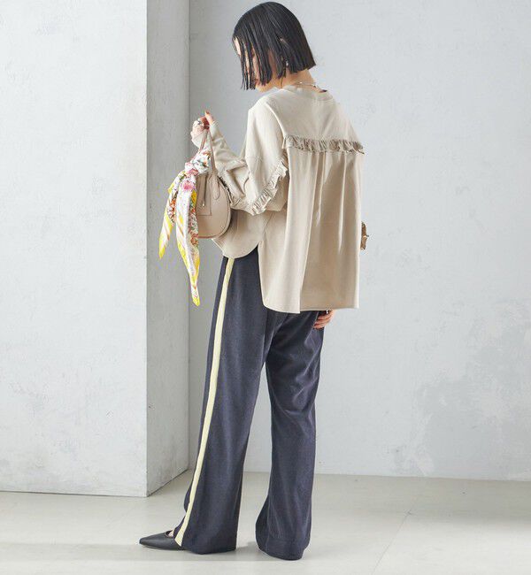 SHIPS for women「〈洗濯機可能〉ロング リブ スリーブ フリル カットソー」|Tシャツ・カットソー|