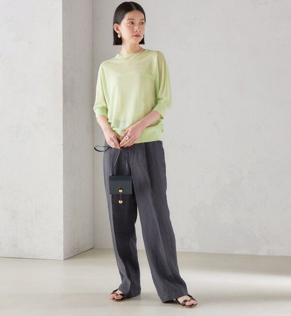 SHIPS for women「SHIPS Primary Navy Label:リネン/ナイロン ドルマン プルオーバー」|ニット・セーター|