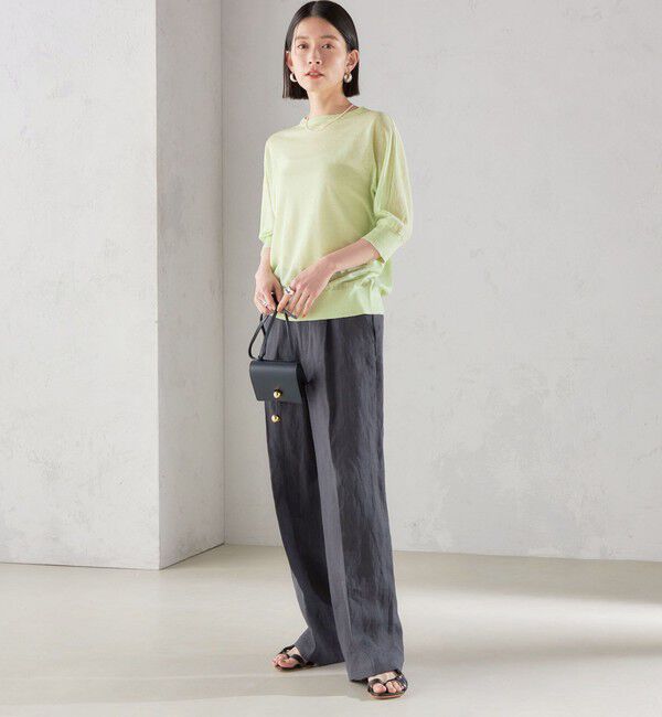 SHIPS for women「SHIPS Primary Navy Label:リネン/ナイロン ドルマン プルオーバー」|ニット・セーター|