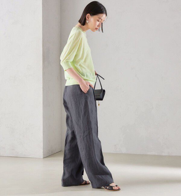 SHIPS for women「SHIPS Primary Navy Label:リネン/ナイロン ドルマン プルオーバー」|ニット・セーター|