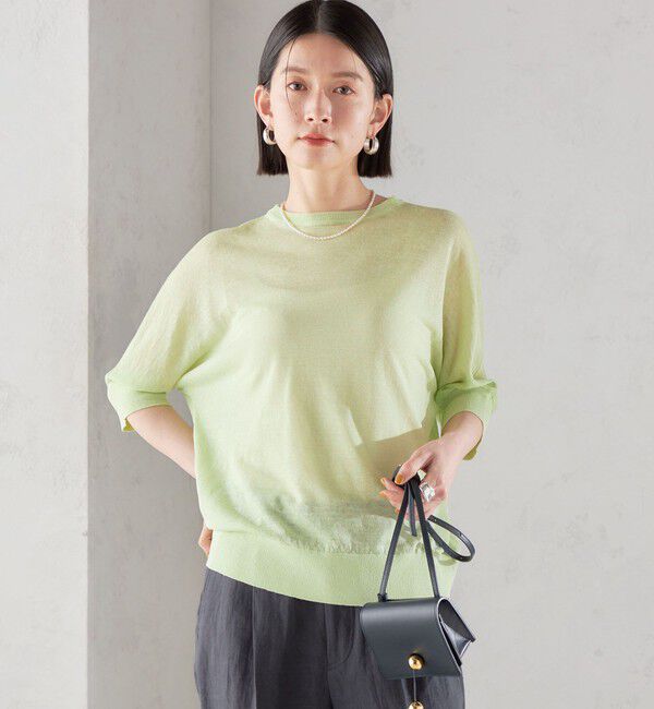 SHIPS for women「SHIPS Primary Navy Label:リネン/ナイロン ドルマン プルオーバー」|ニット・セーター|