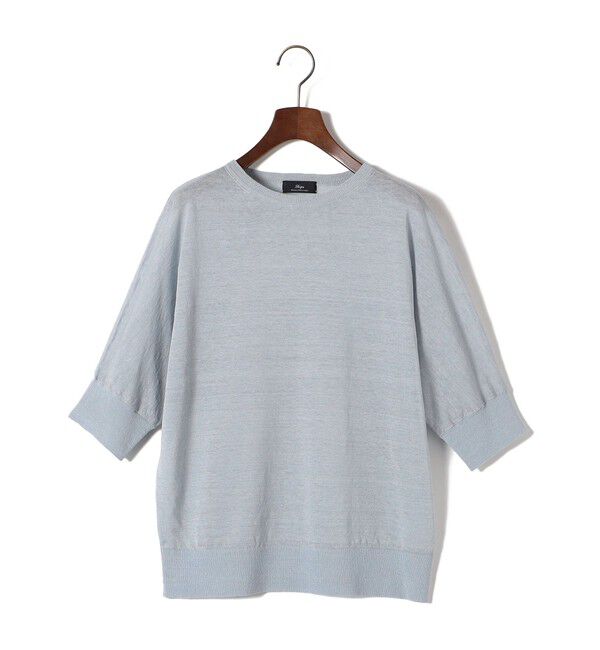 SHIPS for women「SHIPS Primary Navy Label:リネン/ナイロン ドルマン プルオーバー」|ニット・セーター|ライトブルー