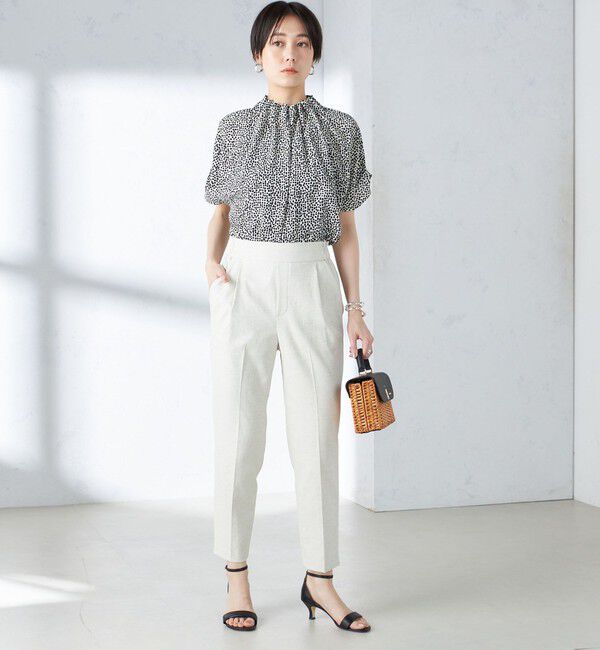 SHIPS for women「〈手洗い可能〉ネック ギャザー プリント ドルマン ブラウス」|シャツ・ブラウス|