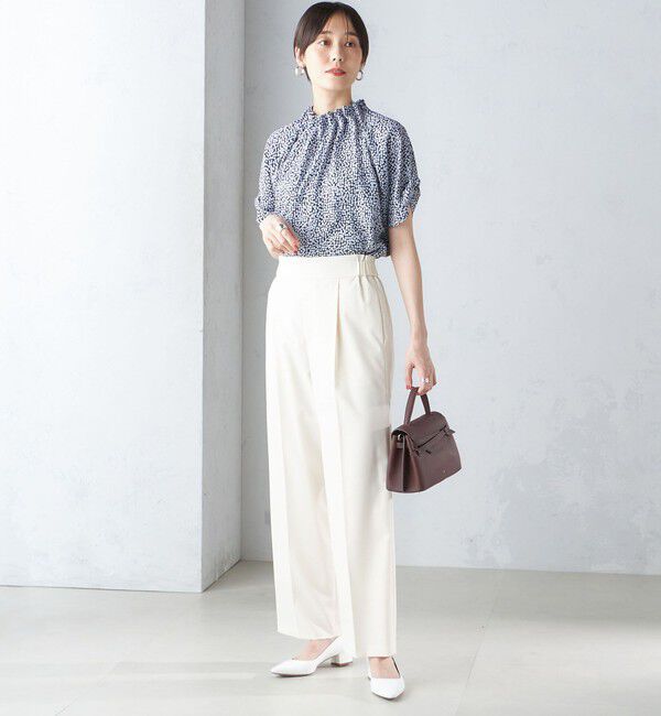 SHIPS for women「〈手洗い可能〉ネック ギャザー プリント ドルマン ブラウス」|シャツ・ブラウス|