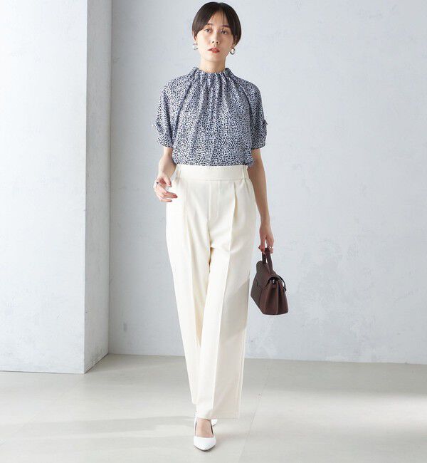 SHIPS for women「〈手洗い可能〉ネック ギャザー プリント ドルマン ブラウス」|シャツ・ブラウス|