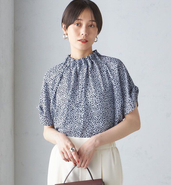 SHIPS for women「〈手洗い可能〉ネック ギャザー プリント ドルマン ブラウス」|シャツ・ブラウス|