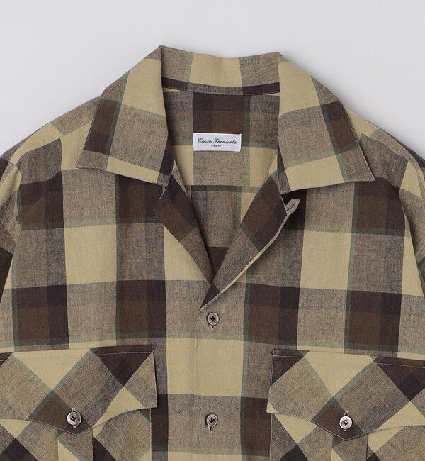 SHIPS「【SHIPS別注】Errico Formicola: ブラウン マドラス オープンカラー シャツ」|シャツ・ブラウス|