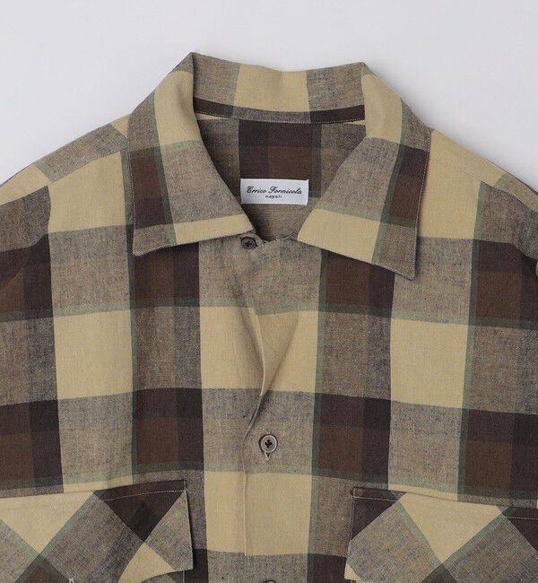 SHIPS「【SHIPS別注】Errico Formicola: ブラウン マドラス オープンカラー シャツ」|シャツ・ブラウス|