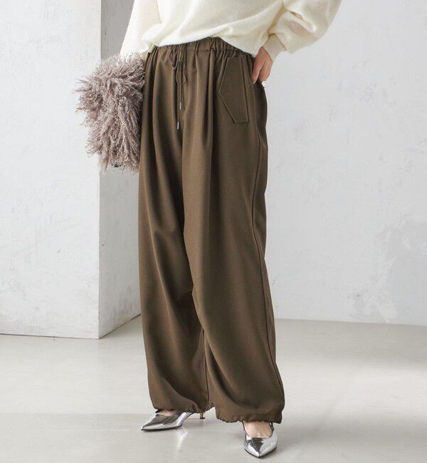 SHIPS for women「〈手洗い可能〉メランジ ツイル ドロスト パンツ」|その他|カーキ