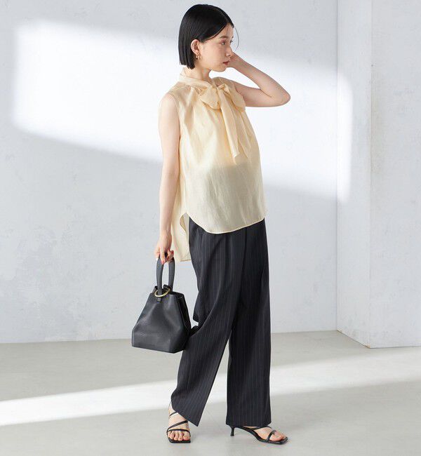 SHIPS for women「〈手洗い可能〉ストライプ ツイル ストレート パンツ」|スラックス|